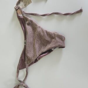 Capittana Gold Metallic String Bikini Bottom Medium